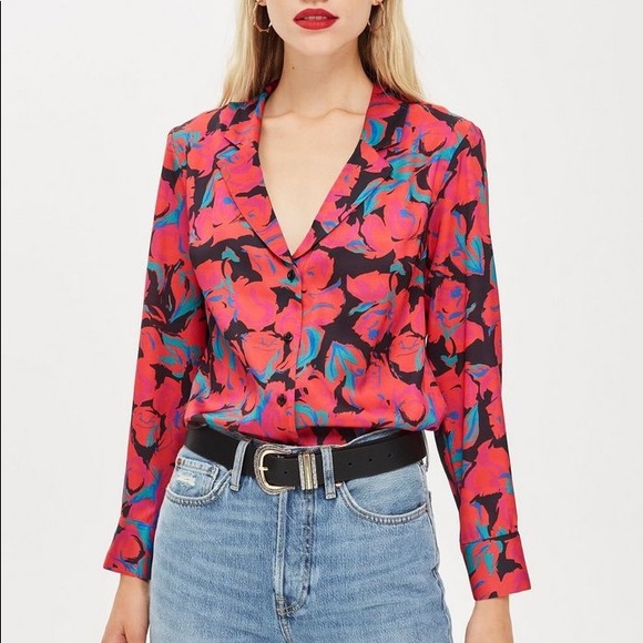 Topshop Tops - TOPSHOP Floral Silk Shirt